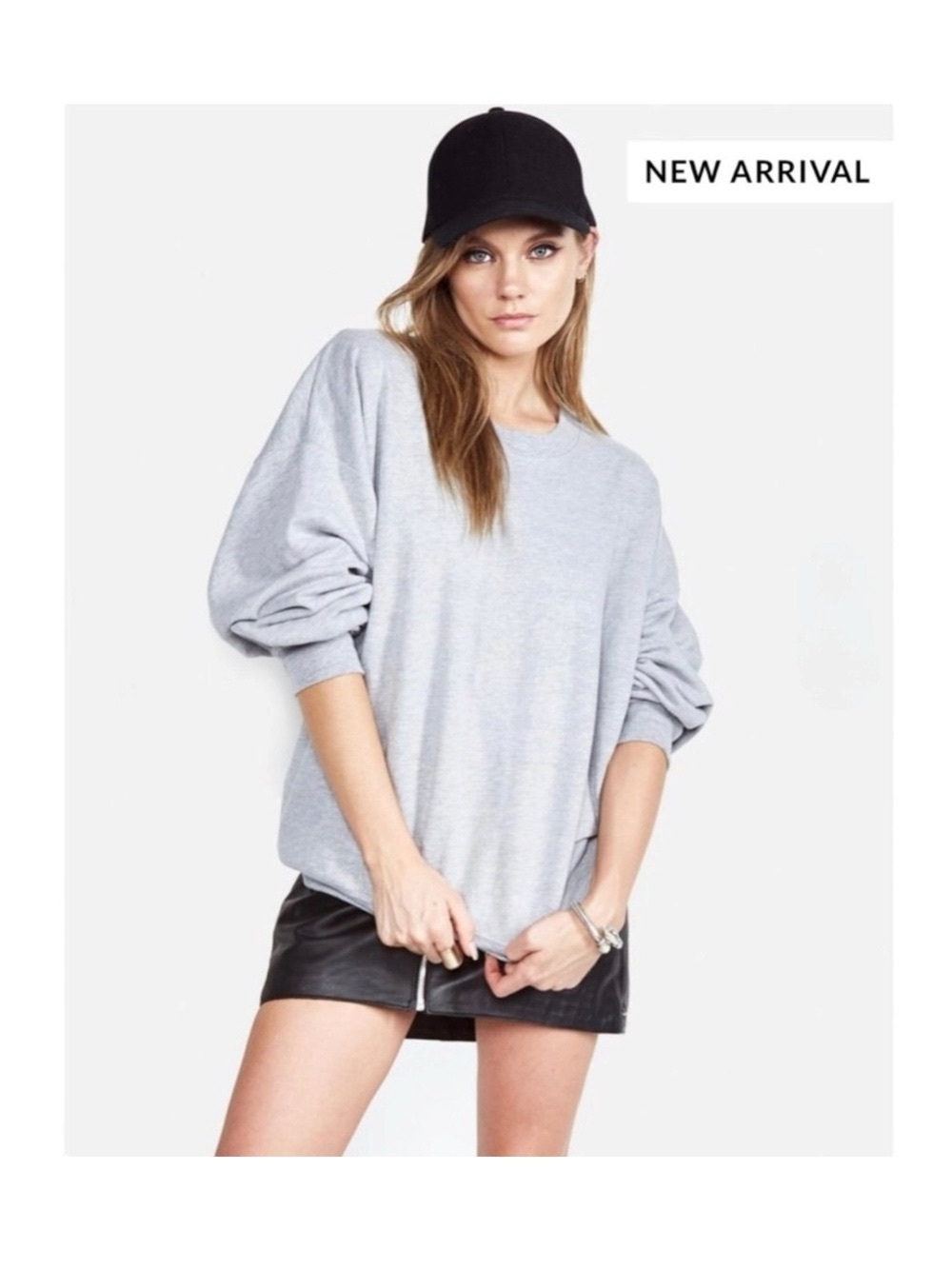 new Michael Lauren ✶ Baggy Boyfriend Oversize Pullover Sweatshirt ✶ Heather Grey - Picture 10 of 16